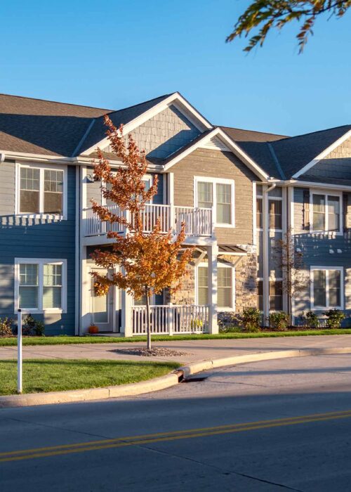 Exterior of Fisherman’s Row showcasing Apartment and Townhome Design in Wisconsin