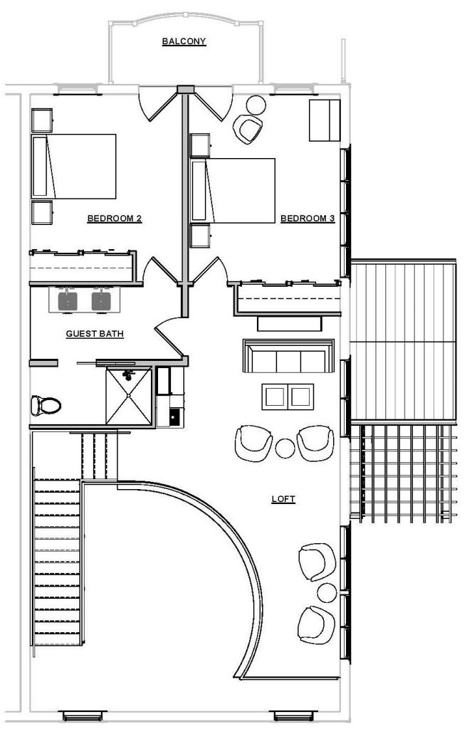 second floor floorplan designed by Distinctive Design Studio