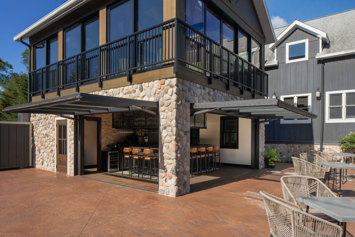The Blind Horse Terrace in Kohler, Wisconsin, with an open-air Terrace Bar and upper-level lounge overlooking the patio